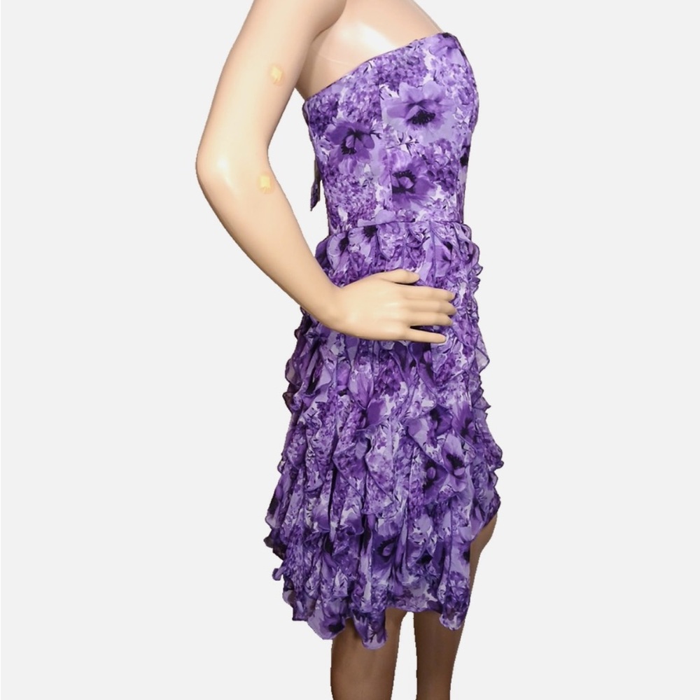 Chic Strapless Purple Floral Dress